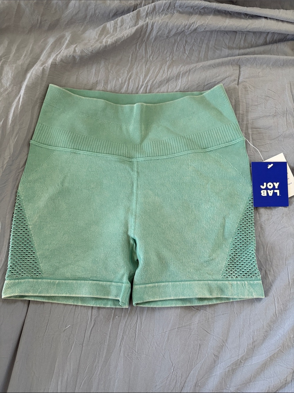 JoyLab Mint Green High-Rise Bike Shorts with Mesh Side Panels